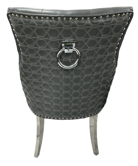 Roma PU Dark Grey Ring knocker Dining Chair