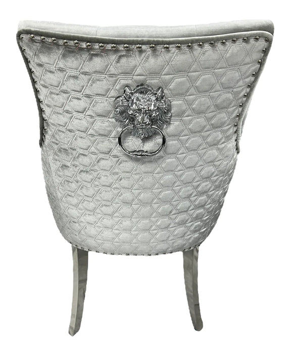 Roma in Silver Grey with Lion  knocker Dining Chair