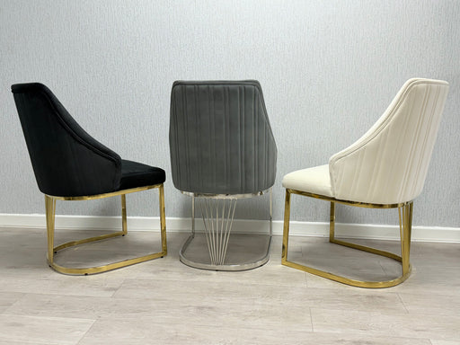 Lasco Plush Velvet Dining Chairs - Available In 3 Colours - Set Of 2
