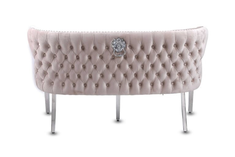 Valentino Velvet Fabric Dining Bench With Chrome Legs