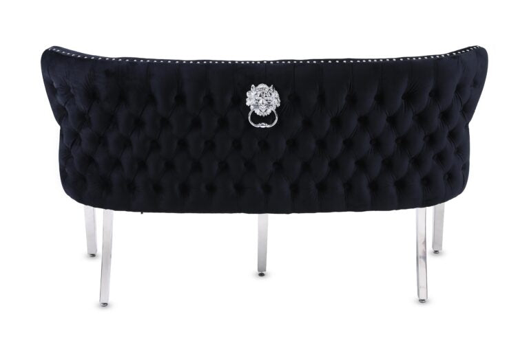 Valentino Velvet Fabric Dining Bench With Chrome Legs