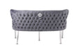 Valentino Velvet Fabric Dining Bench With Chrome Legs