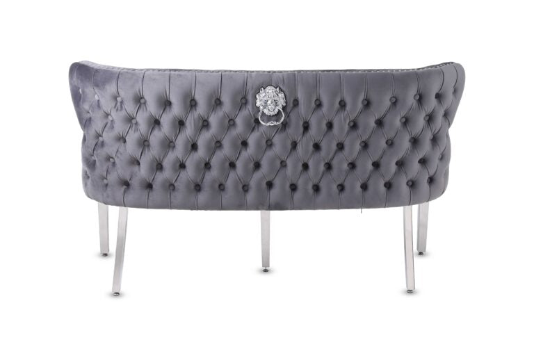 Valentino Velvet Fabric Dining Bench With Chrome Legs