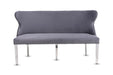 Valentino Velvet Fabric Dining Bench With Chrome Legs