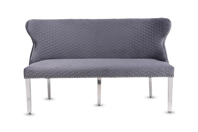 Valentino Velvet Fabric Dining Bench With Chrome Legs