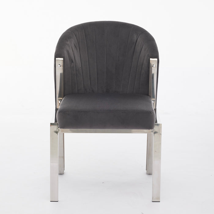Fabio Shimmer Fabric Metal Plating Dining Chairs - Available In 3 Colours - Set Of 2