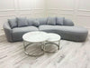 Cato Nest of 2 Short Round Coffee Chrome Tables with Polar White Sintered Stone Tops