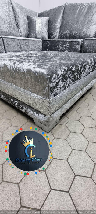 Rino glitter crushed velvet corner sofa