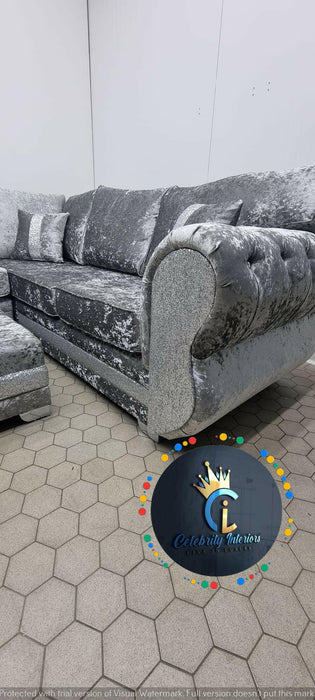 Rino glitter crushed velvet corner sofa