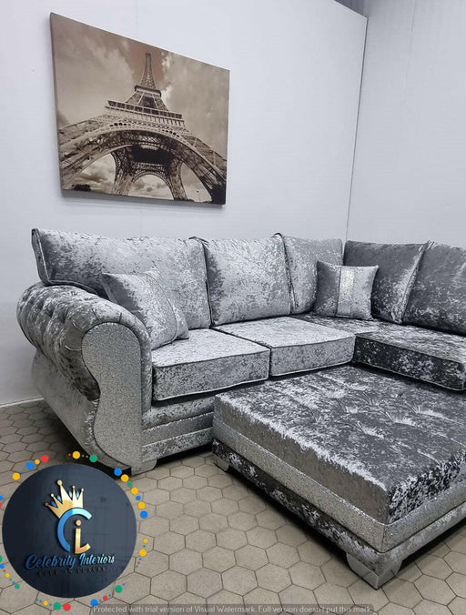 Rino glitter crushed velvet corner sofa