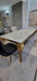 Lewis Kata Gold Ceramic Table + 6 x Majestic Cream Dining Chairs