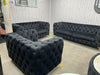 Hermes 2 Chesterfield Plush Velvet Sofa Black & Gold