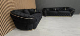 Ambassador 3+2 Seater Sofa – Black Velvet with Gold Detailing | Luxury Modern Sofa Set