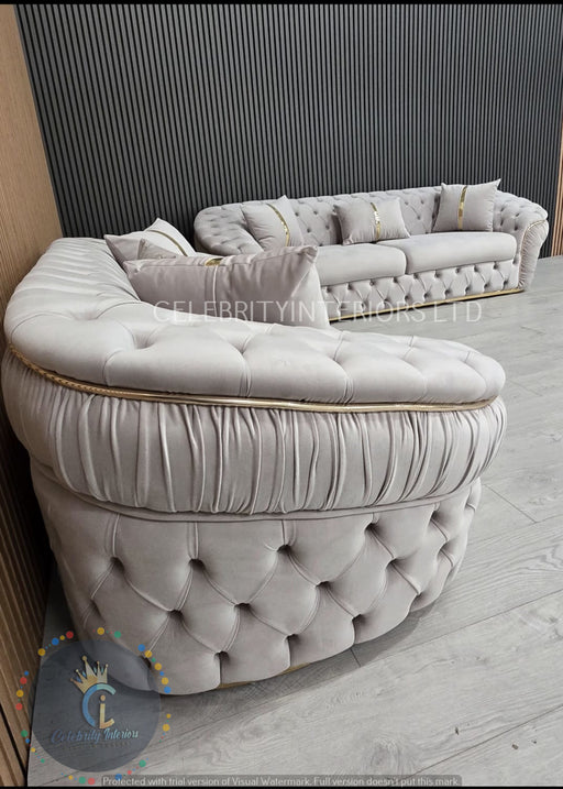 Ambassador 3+2 Seater Ivory 02 & Gold