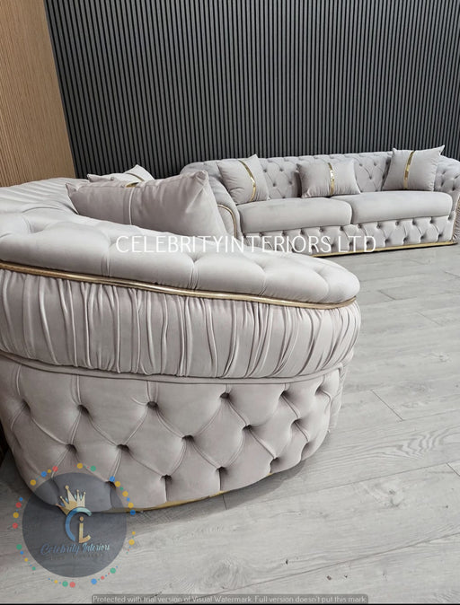 Ambassador 3+2 Seater Ivory 02 & Gold