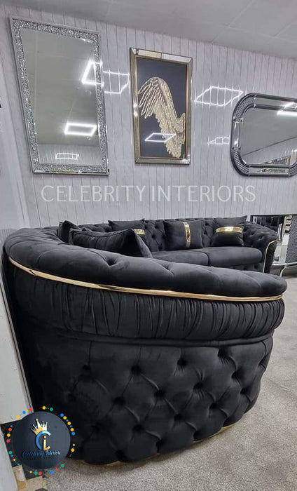 Ambassador Corner Sofa  270cm x 270cm Black Plush Velvet