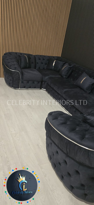 Ambassador U Shape Sofa Anthracite & Chorme