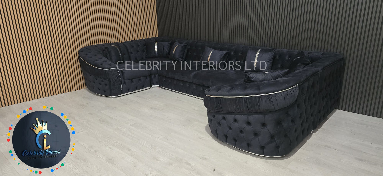 Ambassador U Shape Sofa Anthracite & Chorme