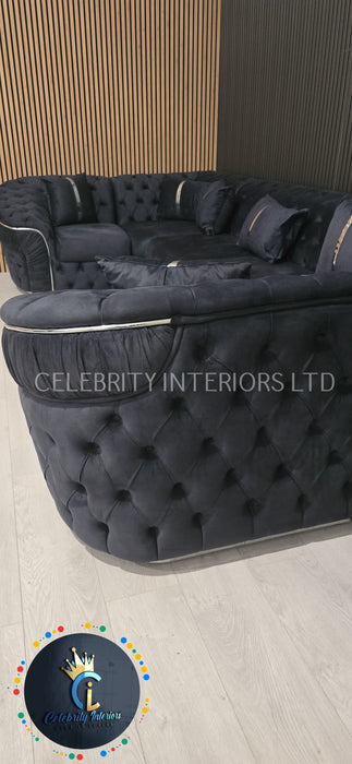 Ambassador U Shape Sofa Anthracite & Chorme