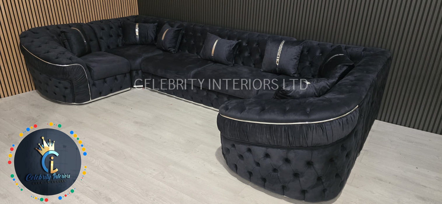 Ambassador U Shape Sofa Anthracite & Chorme