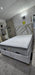 Helix Bedframe King Size Silver Velvet Gold Detailing - Headboard & Base