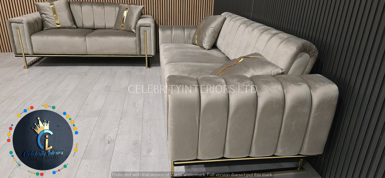 Genova 2 Seater in Beige and Gold