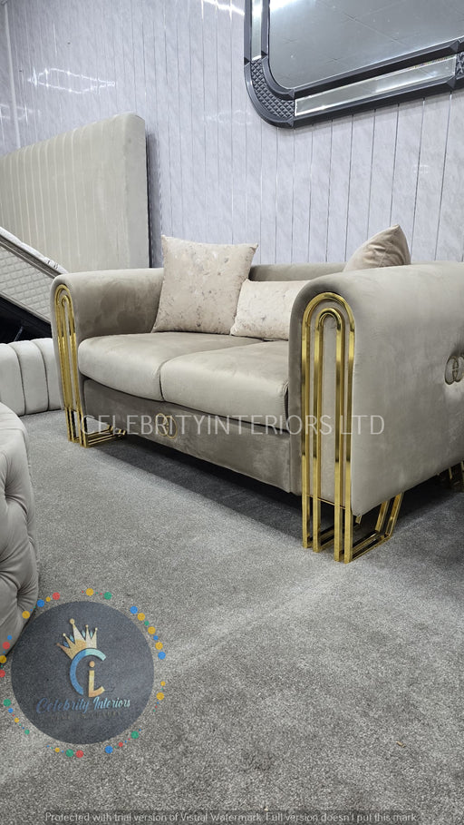 Elmira 3+2 in Beige and Gold