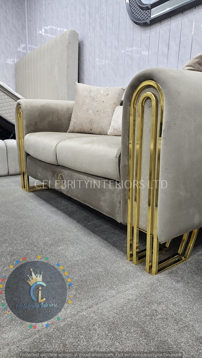 Elmira 3+2 in Beige and Gold