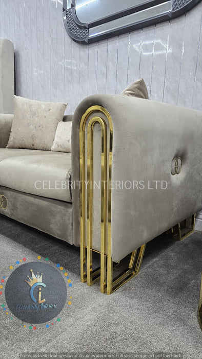 Elmira 3+2 in Beige and Gold