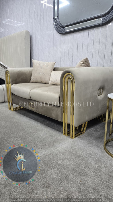 Elmira 3+2 in Beige and Gold