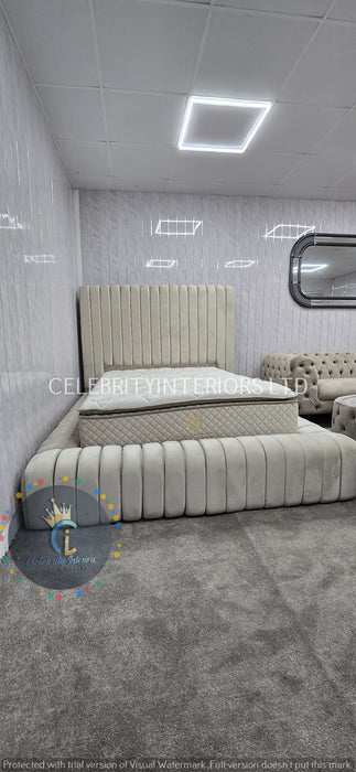 Genova Bedframe Champagne Velvet Double/Kingsize