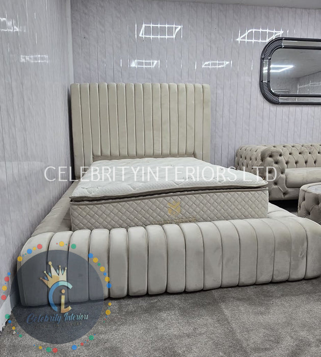 Genova Bedframe Champagne Velvet Double/Kingsize