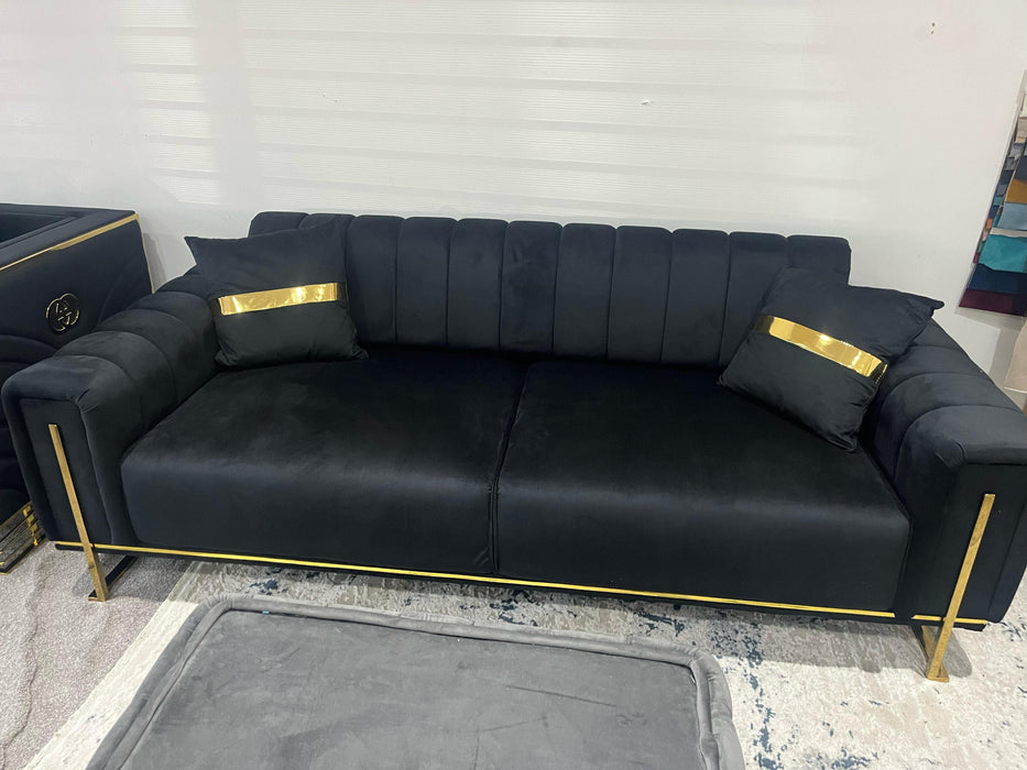 Genova 3+2 Sofa Range In Black And Gold