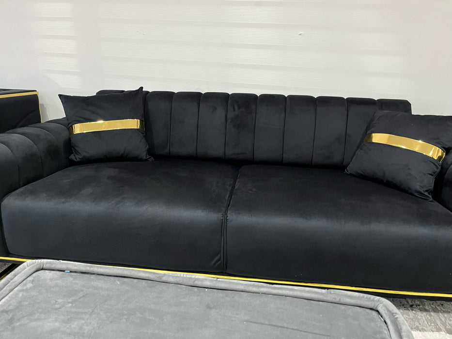 Genova 3+2 Sofa Range In Black And Gold