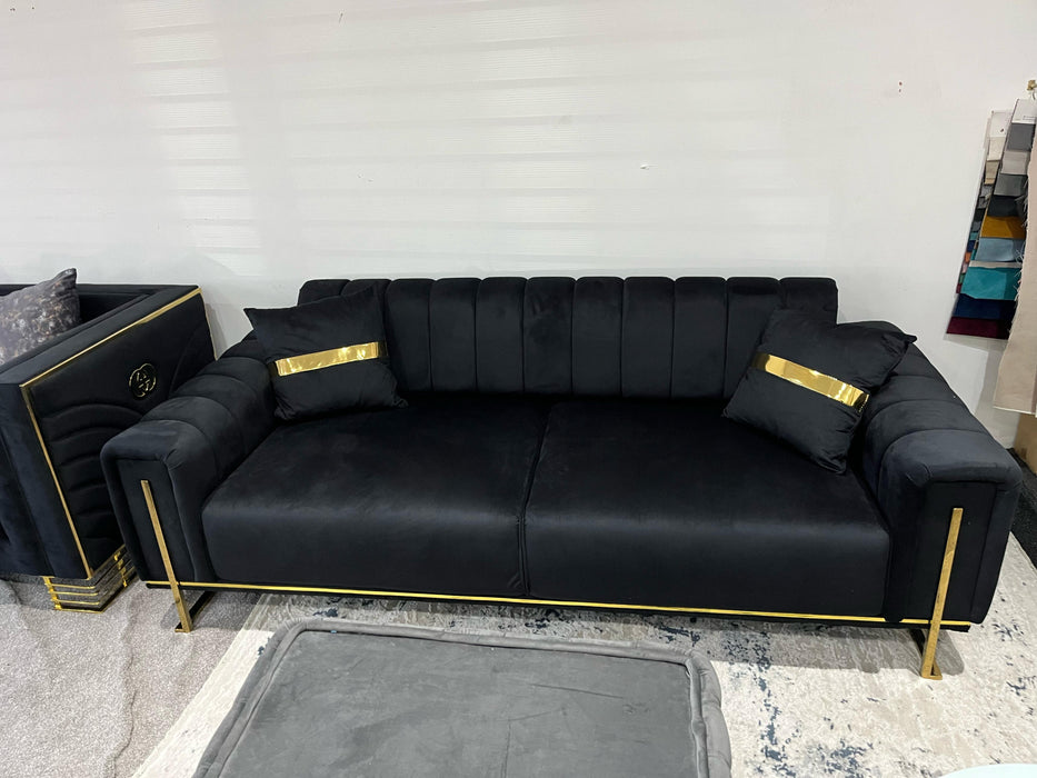 Genova 3+2 Sofa Range In Black And Gold