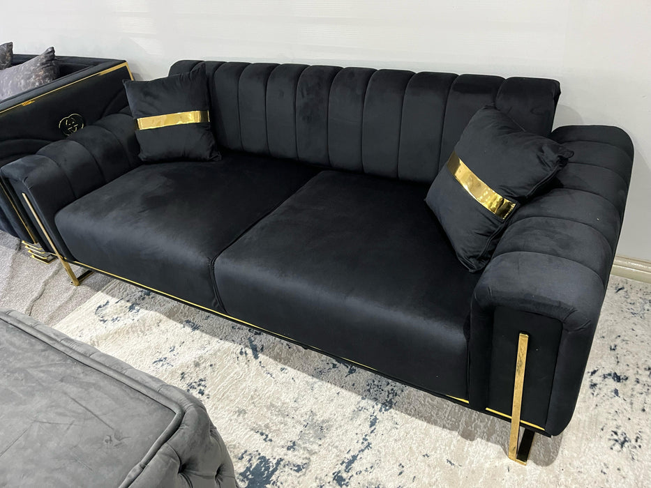 Genova 3+2 Sofa Range In Black And Gold