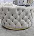 Round Upholstered Footstool (Large) Champagne & Gold