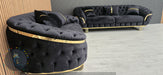 Kingston special 3+2 Sofa black velvet and gold