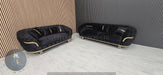 Kingston special 3+2 Sofa black velvet and gold
