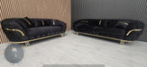 Kingston special 3+2 Sofa black velvet and gold
