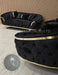 Kingston special 3+2 Sofa black velvet and gold