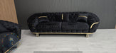Kingston special 3+2 Sofa black velvet and gold