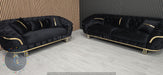Kingston special 3+2 Sofa black velvet and gold