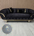 Kingston special 3+2 Sofa black velvet and gold