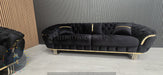 Kingston special 3+2 Sofa black velvet and gold