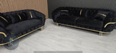 Kingston special 3+2 Sofa black velvet and gold