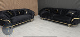 Kingston special 3+2 Sofa black velvet and gold