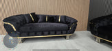 Kingston special 3+2 Sofa black velvet and gold