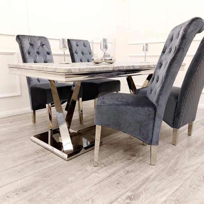 Arianna Dining Table 1.5m + 4 Sofia Dining Chairs