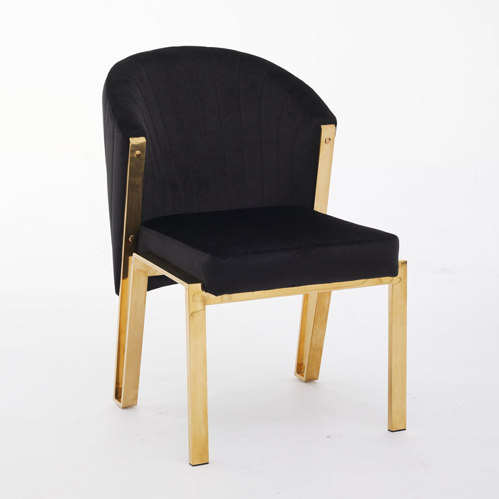 Fabio Shimmer Fabric Metal Plating Dining Chairs - Available In 3 Colours - Set Of 2